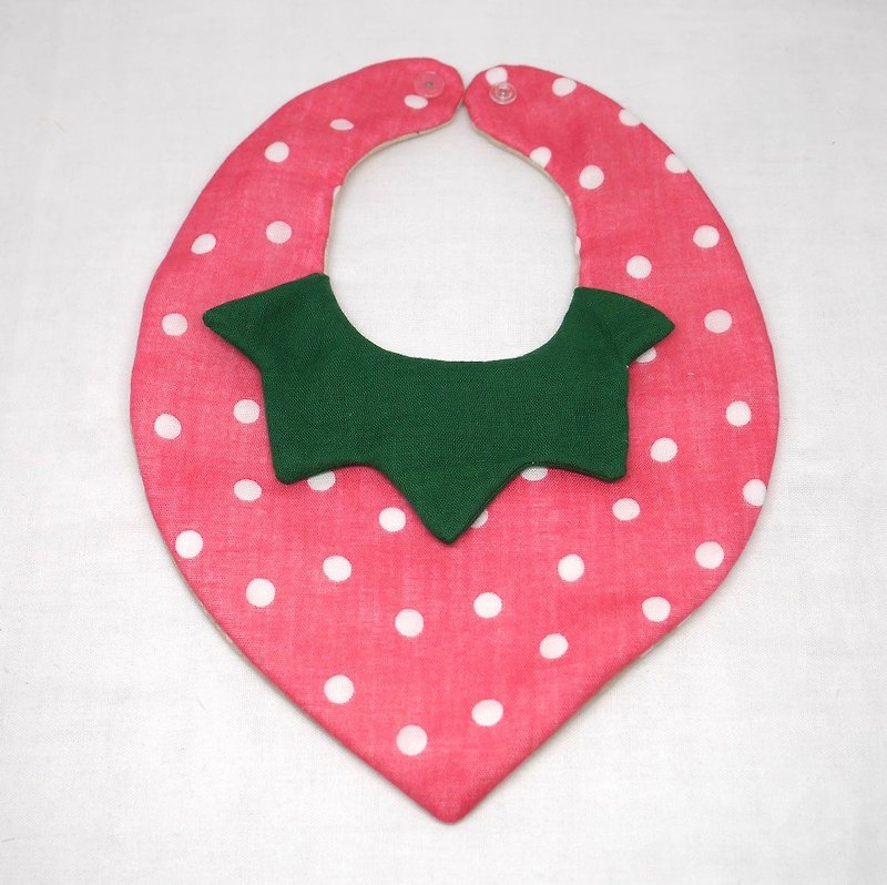 Japanese Handmade 8-layer- gauze Baby Bib/ strawberry bib - Bibs - Cotton & Hemp Pink