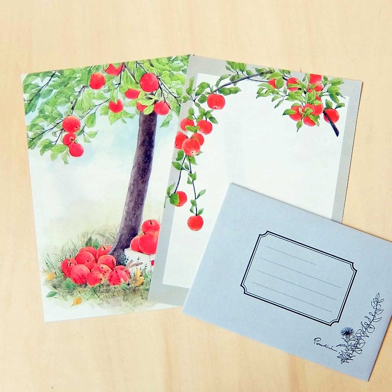 レターセット　林檎 - 卡片/明信片 - 紙 紅色
