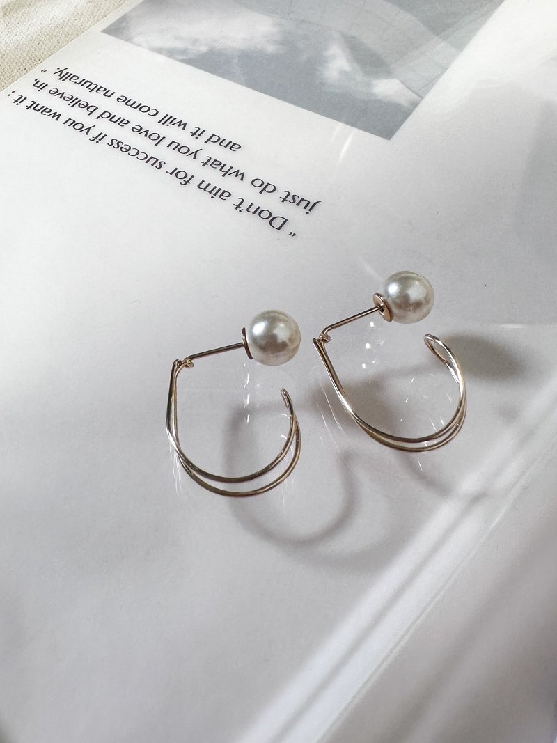 日常 小U耳環 14K Gold-Filled - 耳環/耳夾/耳骨夾 - 其他金屬 金色