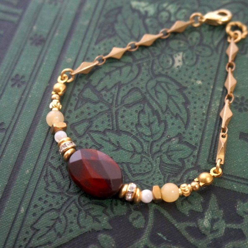 ブライトメモリアル - 真鍮のデザイン卵黄石のブレスレット（赤褐色） - ブレスレット - 宝石 多色