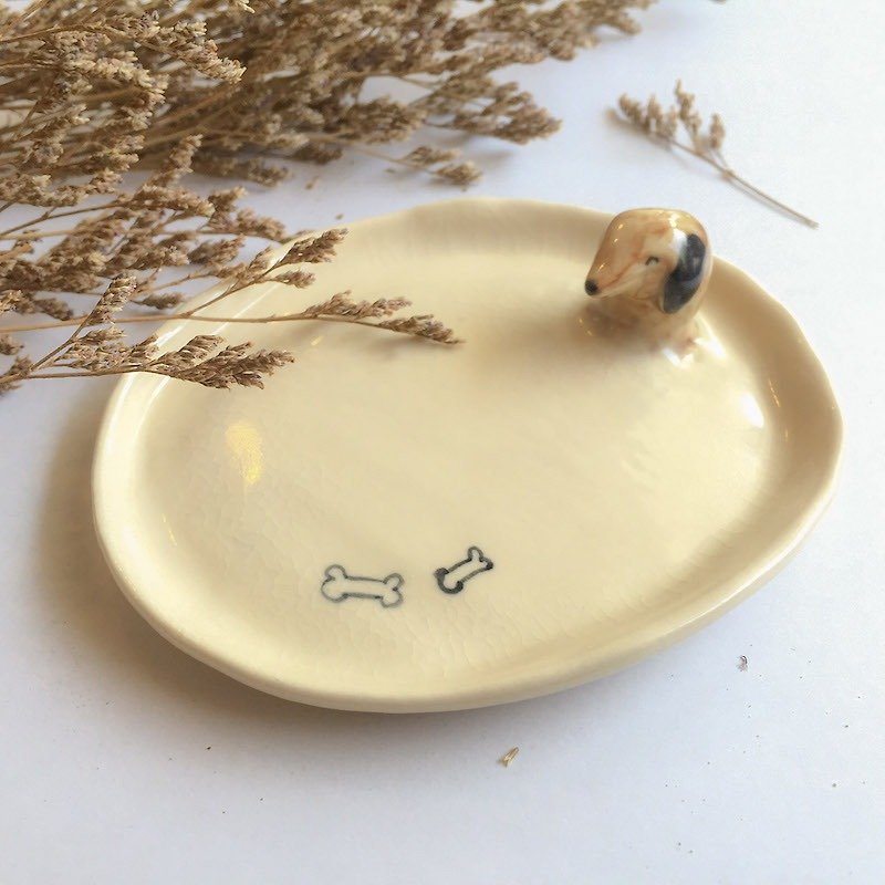 Dog Dish - Small Plates & Saucers - Porcelain Brown