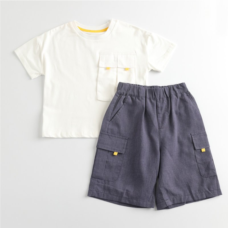 BIR knitted pocket set - Tops & T-Shirts - Cotton & Hemp White