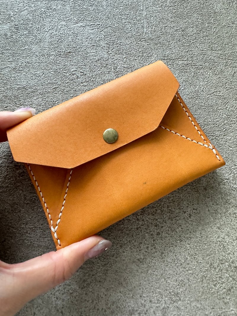 [Refurbished] Yellow Brown Double Layer Sandwich Wallet Wallet - Wallets - Genuine Leather Orange