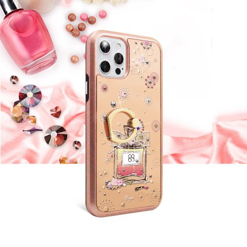 apbs 雅品仕 水晶彩鑽手機殼 iPhone 12 全系列水晶彩鑽全包鏡面指環扣雙料手機殼-維也納馨香
