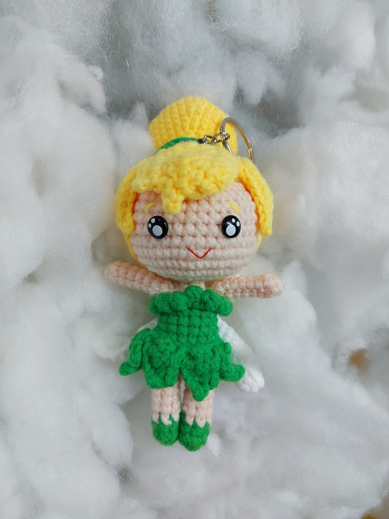 Crochet Toys - Tinkerbell key chain  Wool Dolls Handmade Dolls Crochet Toy - พวงกุญแจ - วัสดุอื่นๆ สีเขียว