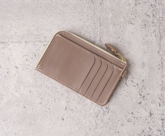 L型拉鍊零錢卡夾包(含手掛繩) L-zip Card Holder / 灰Grey - 設計館
