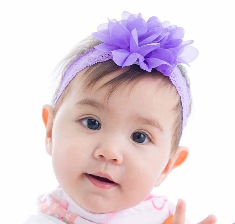 Cutie Bella Chiffon Camellia Elastic Hair Band Lavender - Hair Accessories - Polyester Pink
