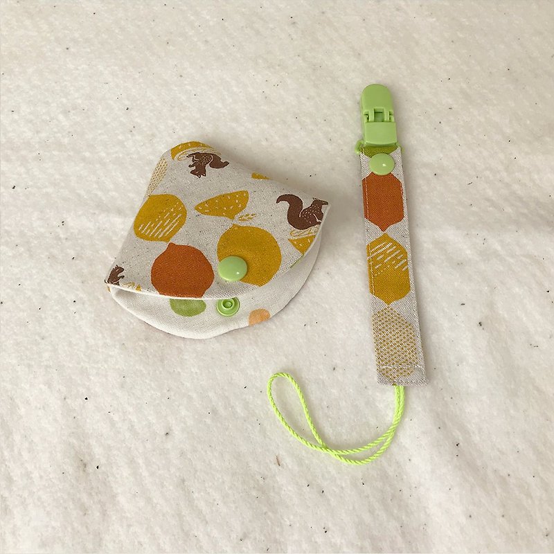 Squirrel Lemon - 2-in-1 pacifier clip (pacifier chain + dust jacket) / Miyue - ของขวัญวันครบรอบ - ผ้าฝ้าย/ผ้าลินิน หลากหลายสี