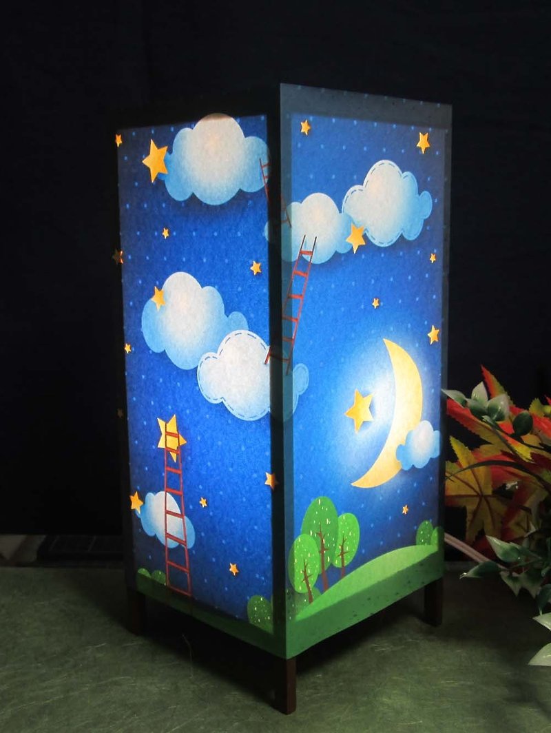 LED電球仕様・行雲流水月明りの夜　夢灯かり飾りライトスタンド!! - 照明・ランプ - 紙 ブルー