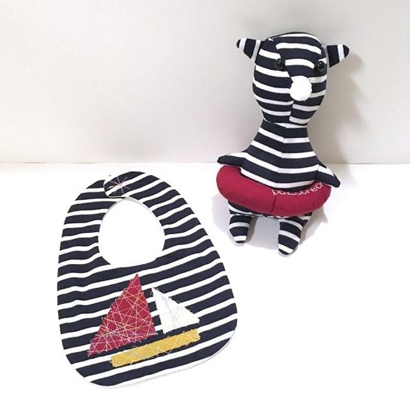 Malin baby gift set  A dog and yacht  (GIFT BOX) - ของขวัญวันครบรอบ - ผ้าฝ้าย/ผ้าลินิน สีน้ำเงิน