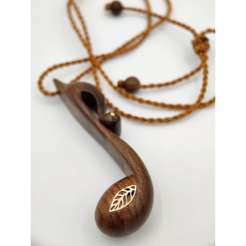 Wooden handmade pendant. with 18k gold. Necklace. Walnut wood - Necklaces - Wood 