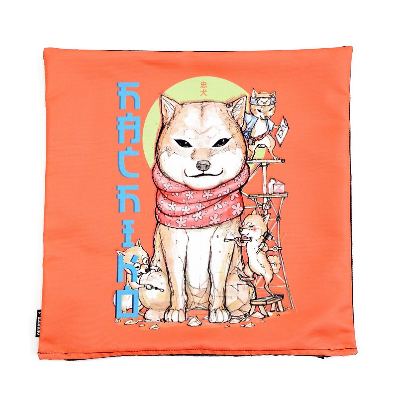 Hachi ko Akita pillow case New arrival Gift New Year - Pillows & Cushions - Cotton & Hemp Black