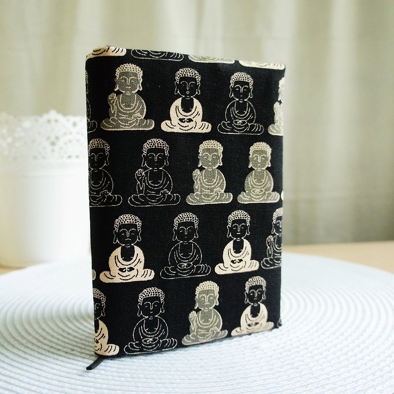Lovely [Buddha double-sided cloth book, black] book cover A6 log, portable book, hand account E - Book Covers - Cotton & Hemp Black