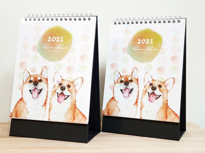 2021 Desk Calendar Dog Smile Series - ปฏิทิน - กระดาษ ขาว