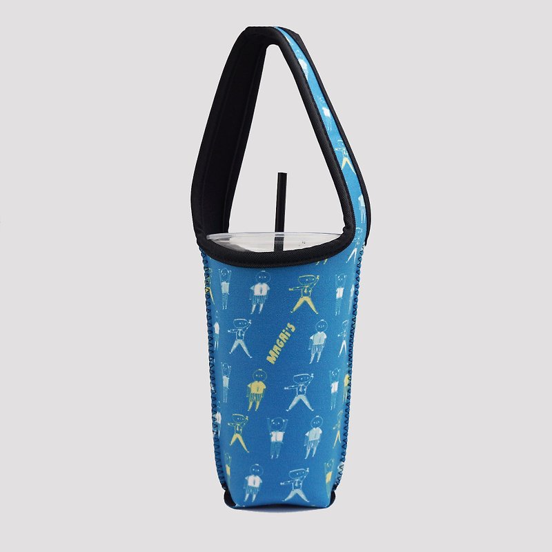BLR Eco-friendly Beverage Bag Raises Hands Magai's Co-branded Ti 51 - ถุงใส่กระติกนำ้ - เส้นใยสังเคราะห์ สีน้ำเงิน