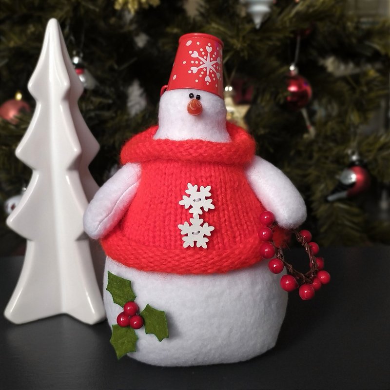 Christmas textile souvenir snowman - 公仔/玩偶 - 其他材質 多色