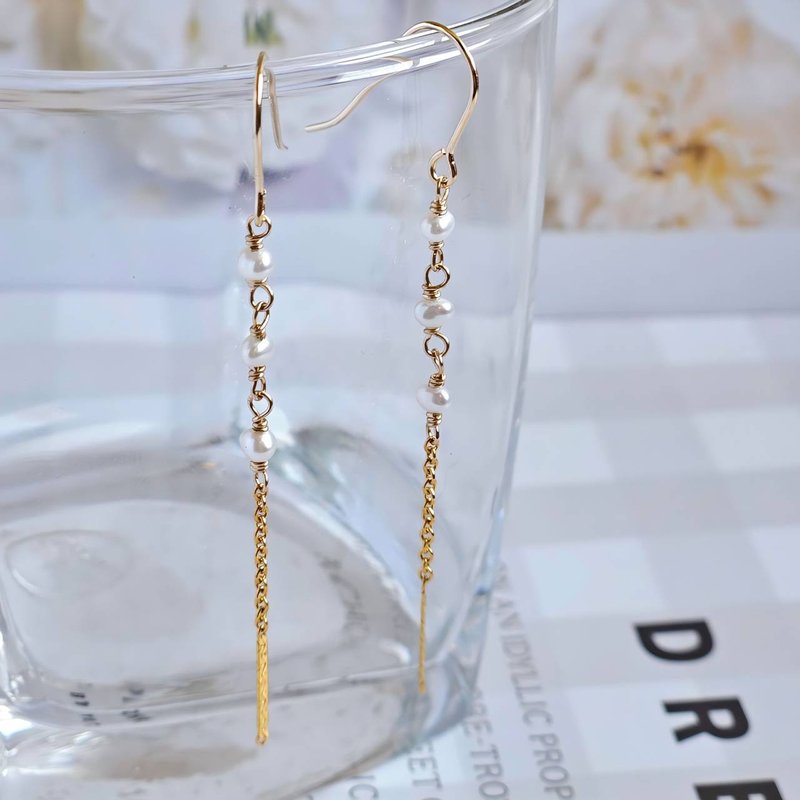 Treasure Series American 14k gold-filled natural pearl earrings | Handmade to order - ต่างหู - ไข่มุก 