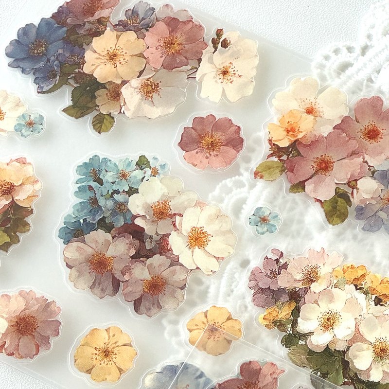 Lovely pink flower - seal sticker PET (anns note) vintage collage - 貼紙 - 紙 多色