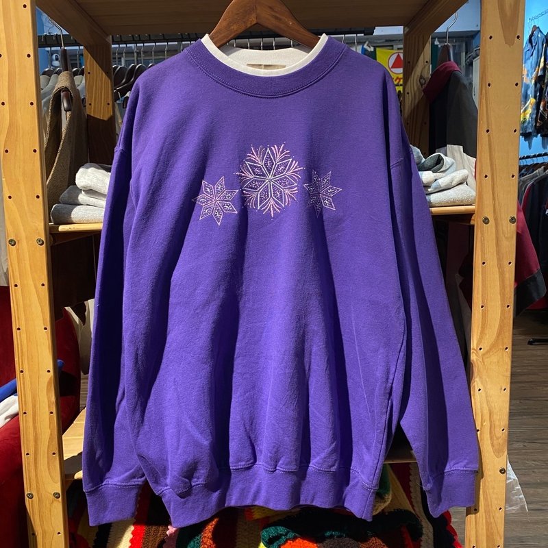 --兩光師古著--紫底色刺繡雪花 - 男夾克/外套 - 其他材質 紫色
