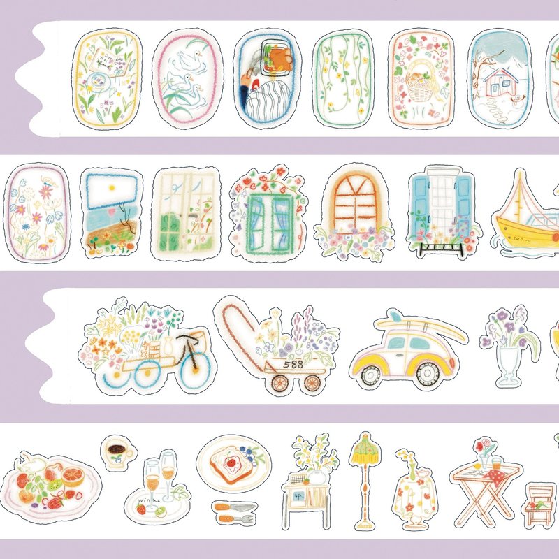 【膠帶】小治癒 PET 和紙膠帶 切膜 手帳隨心配 5米卷 - 紙膠帶/和紙/PET - 紙 多色