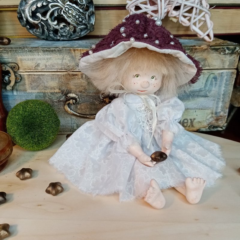 Art doll Mushroom OOAK - 公仔/玩偶 - 其他材質 