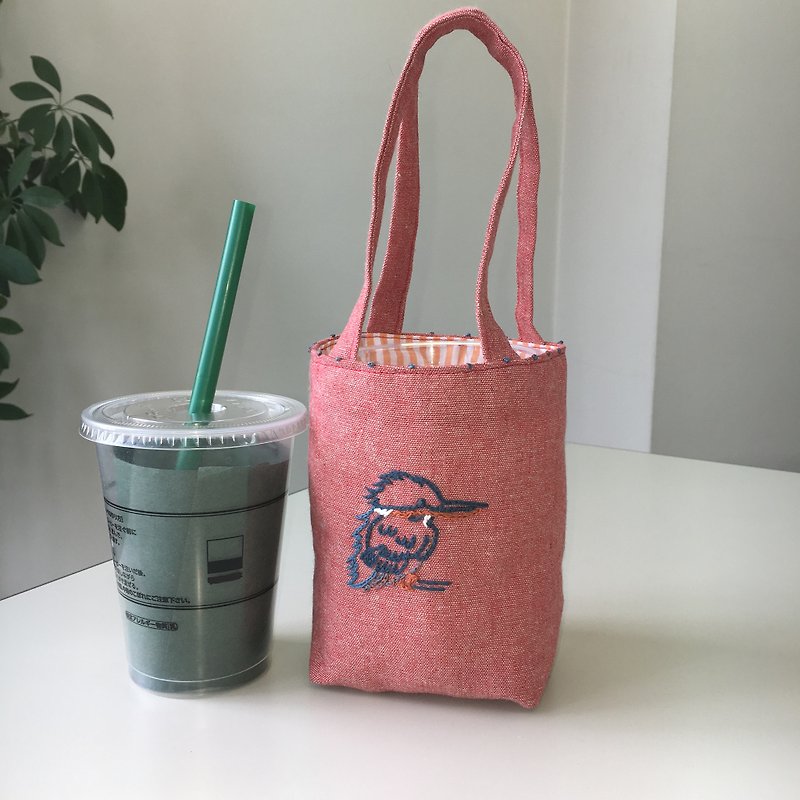 Cafe bag kingfisher - กระเป๋าถือ - ผ้าฝ้าย/ผ้าลินิน สีกากี