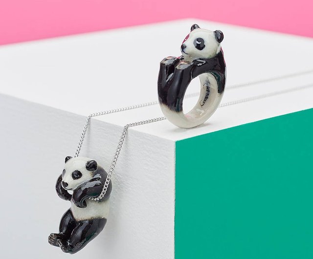 郵送買取 新品5台以上送料無料キャンペーン中！！  - 手描き磁器ネックレス AndMary パンダ ボックス ギフト アクセサリー