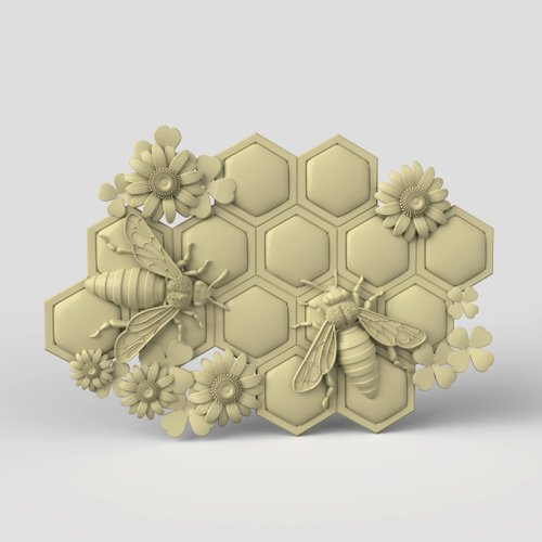 3DcncUNIQUE 三維模型STL CNC Router檔案 3d列印的蜜蜂面板