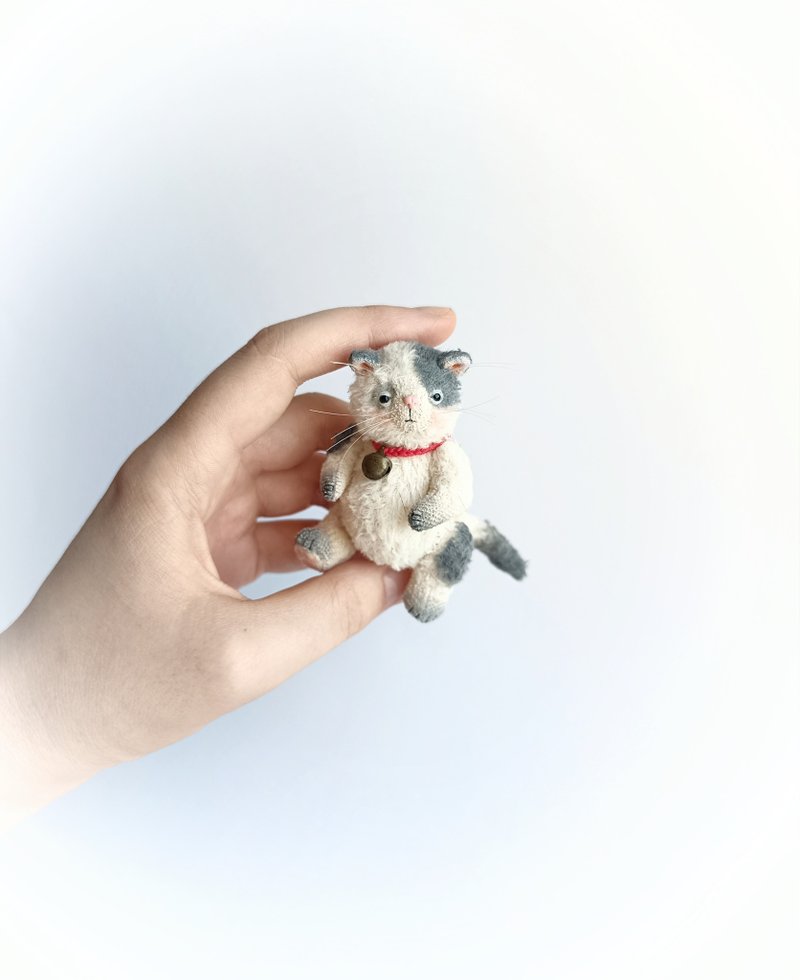 Miniature kitten - Stuffed Dolls & Figurines - Other Materials Gray