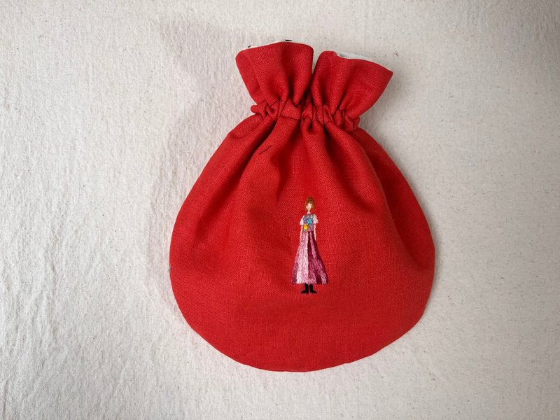 fingirl1000-NO.1004一股刺繡氣球束口袋1000枚女子展 - 束口袋/束口背包/水桶包 - 棉．麻 