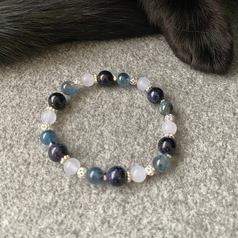 Dark Blue | Aquamarine White Crystal Bracelet - Bracelets - Crystal Blue