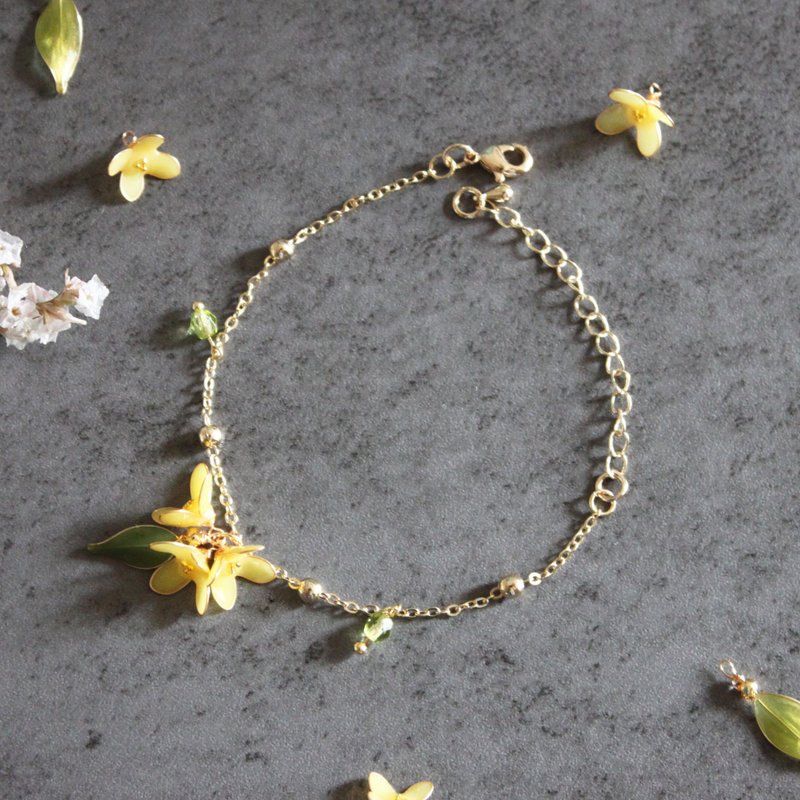 【Osmanthus Bracelet】Yellow Osmanthus Bracelet 14kgf Bracelet - Bracelets - Resin Yellow