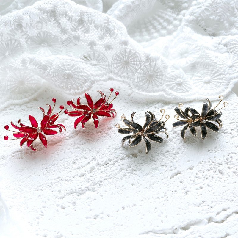 【Thinking of the other shore】Bana flower resin crystal flower earrings - ต่างหู - เรซิน 