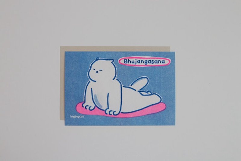 big big cat postcard - Bhujangasana - การ์ด/โปสการ์ด - กระดาษ สีน้ำเงิน