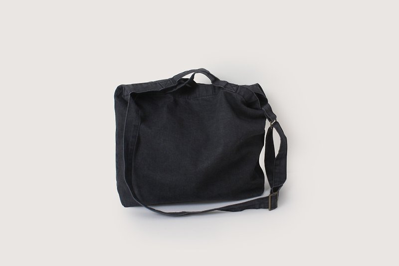 Denim2 way canvas tote bag - Black