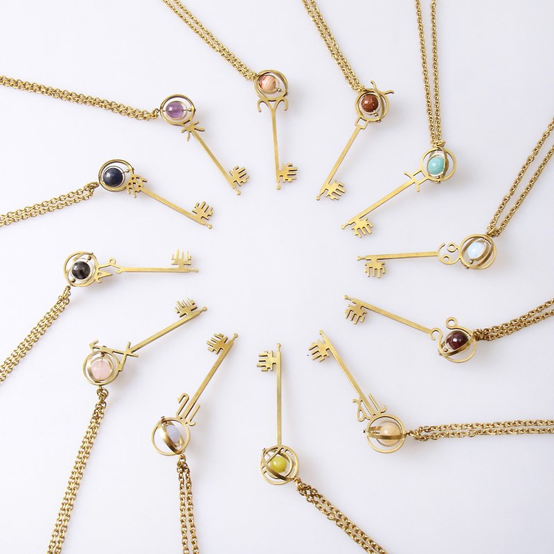 ZODIAC LONG CHAIN NECKLACE - Long Necklaces - Copper & Brass 
