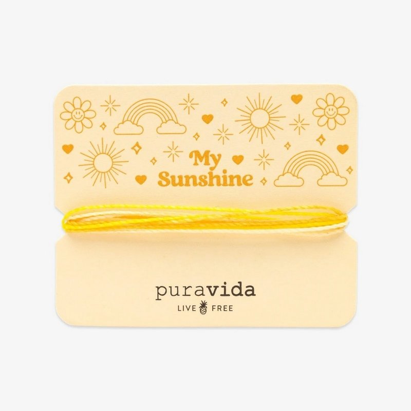 Pura Vida 美國手工 GIFTING系列 MY SUNSHINE 心中的太陽手鍊卡 - 手鍊/手環 - 防水材質 黃色