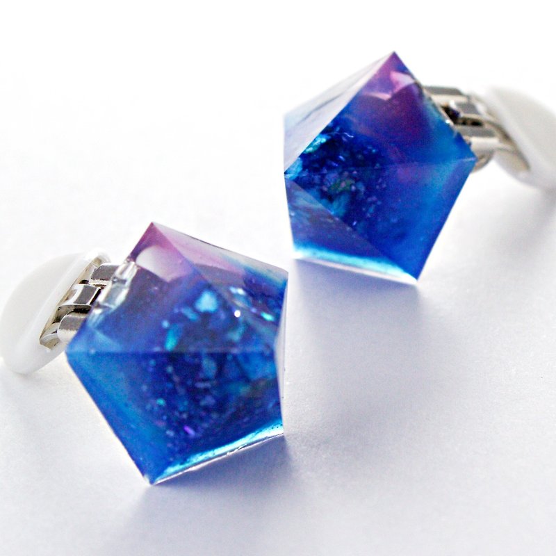 ペンタゴンイヤリング(グレーネン) - 耳環/耳夾 - 樹脂 藍色