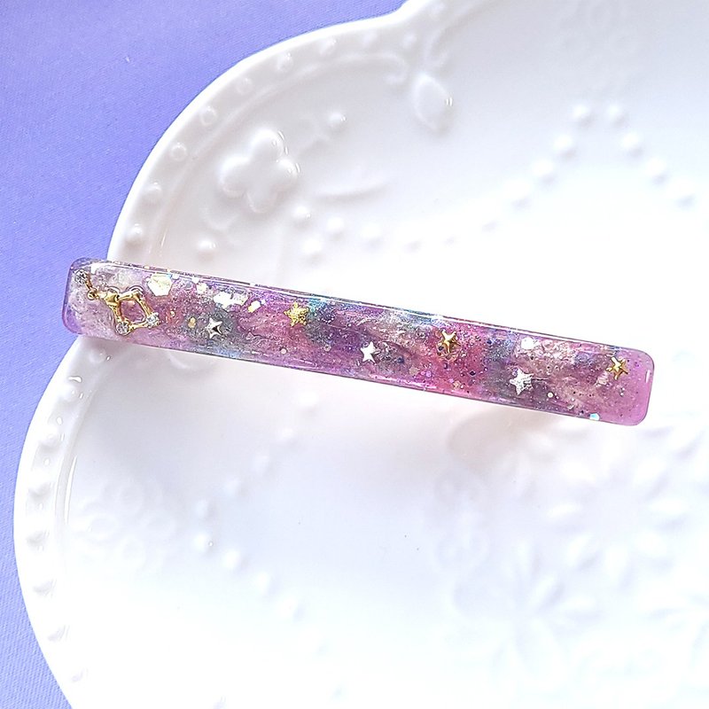 魚座天の川星座バレッタヘアアクセサリー - ヘアアクセサリー - レジン パープル