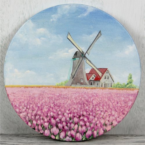 MiliArt 【Spring Tulip Field】Original acrylic painting on canvas Wall Art for Living Room