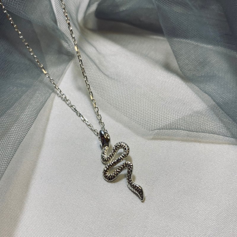 Snake Necklace | Handmade Sterling Silver - Necklaces - Sterling Silver Gray