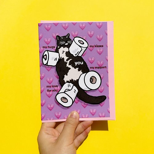 pinghattastudio Greeting Card - My Love For You Funny Toilet Cat Love Anniversary card