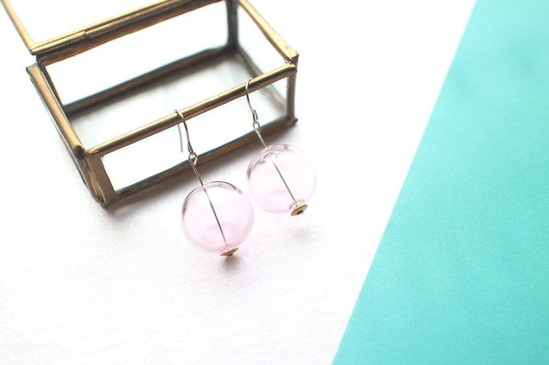 Pink bubbles-Brass earrings - Earrings & Clip-ons - Stainless Steel Pink