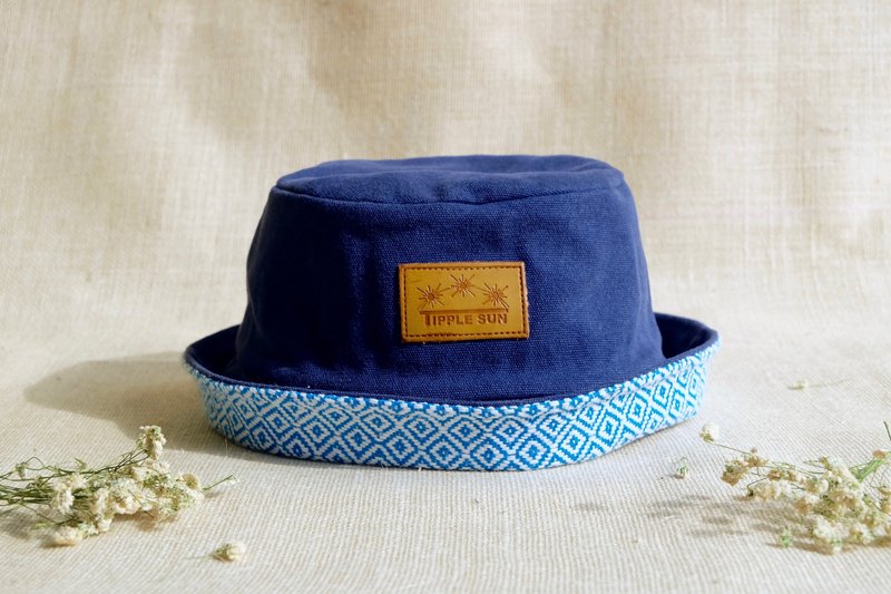 Tipple Sun Bucket Hat (Royal blue/Traditional fabric) - 帽子 - 棉．麻 藍色
