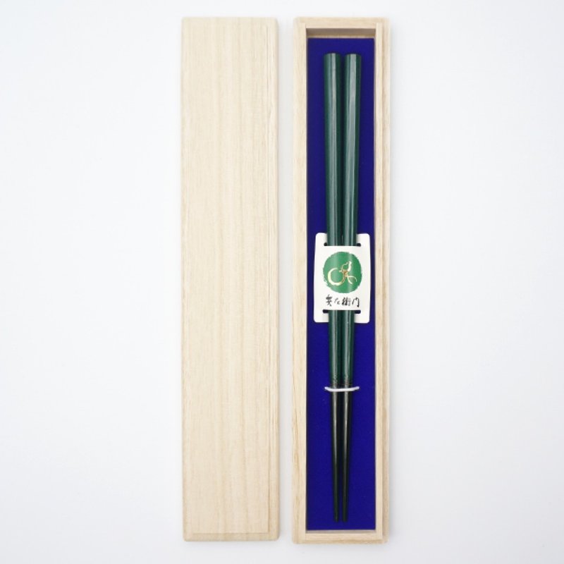 Hyozaemon Wakasa Lacquer Chopsticks, Lacquer, Red, Green, Large, 23.5cm, Paulownia Box - Chopsticks - Wood 