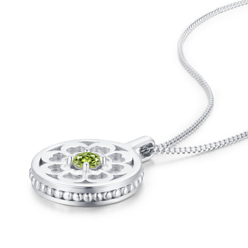 Peridot coin necklace pendant-Personalized customized necklace-Medallion - สร้อยคอ - เงินแท้ สีเขียว