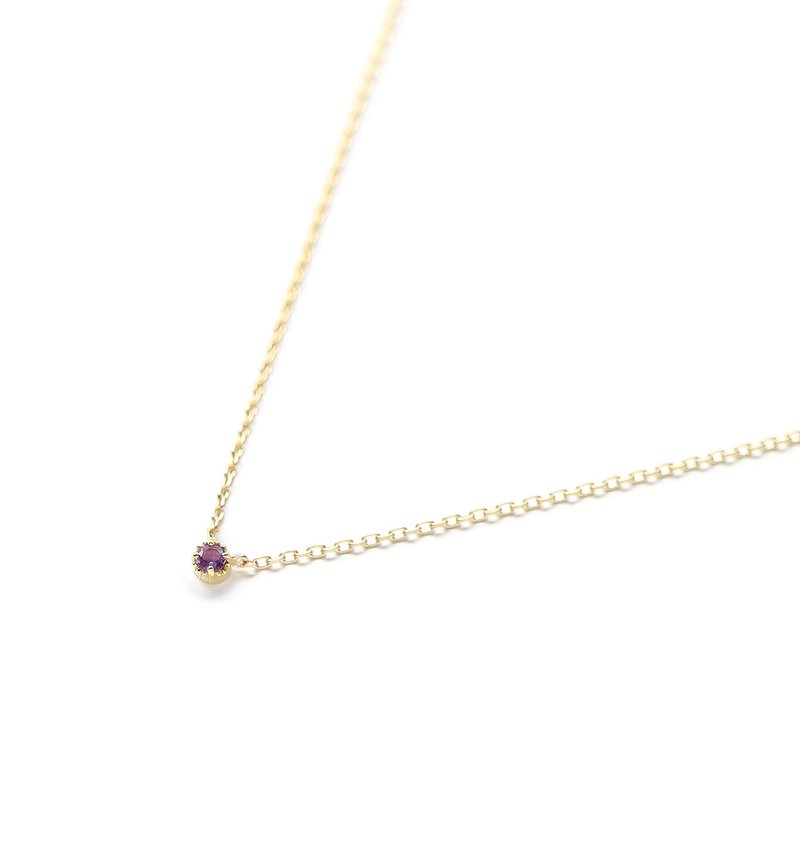 February Birthstone K10 Amethyst Single Necklace ~Petela~ (K18 Changeable) - สร้อยคอ - เครื่องเพชรพลอย สีม่วง