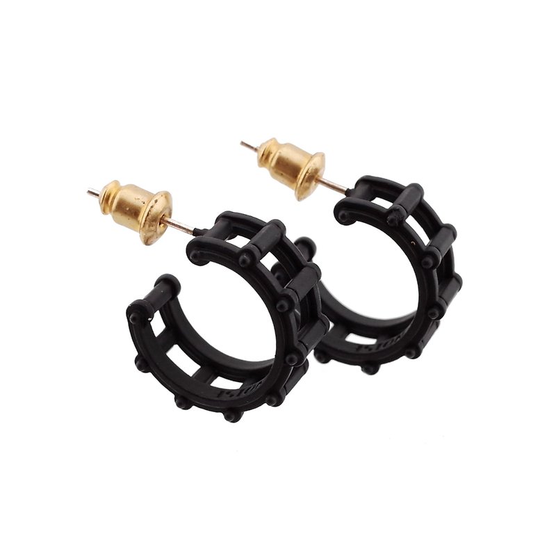 Drum earrings - Earrings & Clip-ons - Other Metals Black