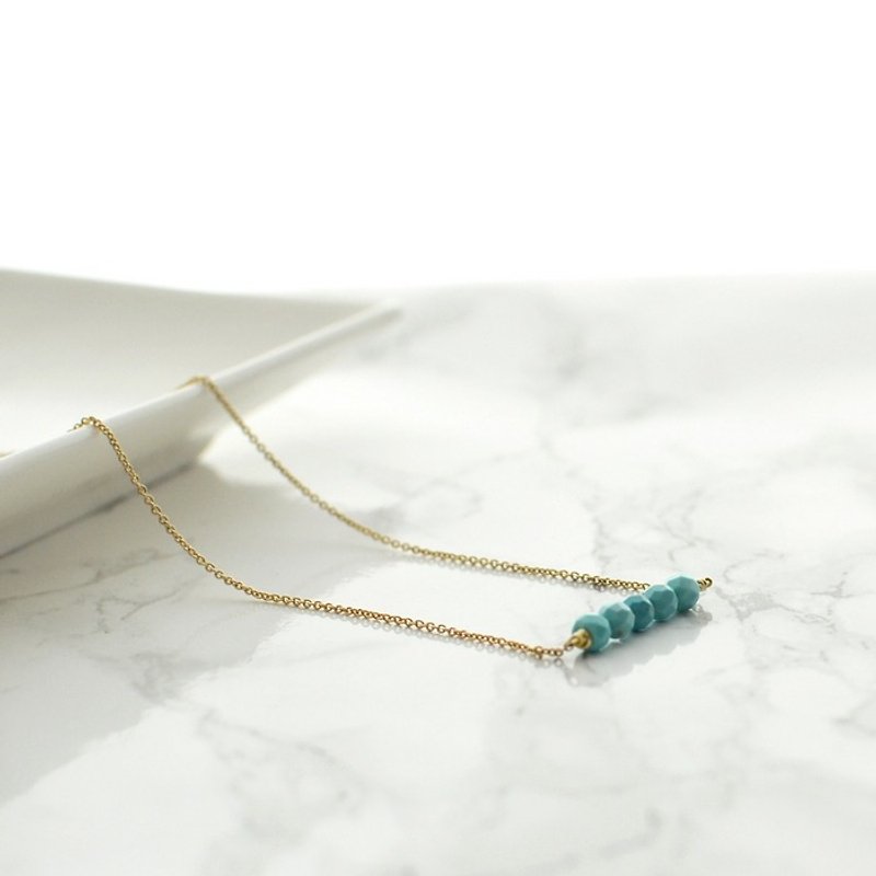 Necklace/Turquoise Necklece/項鍊 綠松石 鏈 夏天 - 項鍊 - 其他金屬 藍色