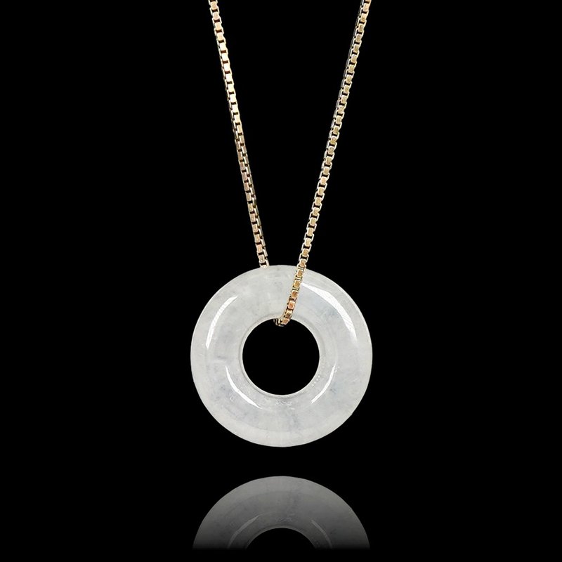 【正佳珠寶】翡翠 高品冰種白清綠 甜甜圈 天然A貨翡翠吊墜 925銀 - 項鍊 - 半寶石 多色